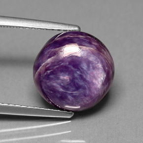 Charoíta violeta natural de 5,47 ct, corte redondo, opaco