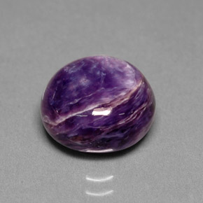 Charoíta violeta natural de 5,47 ct, corte redondo, opaco