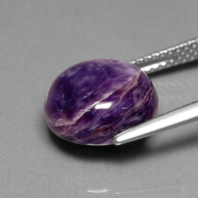 Charoíta violeta natural de 5,47 ct, corte redondo, opaco