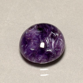 Charoíta Violeta natural de 4.21 ct, Corte Redondo, Opaco