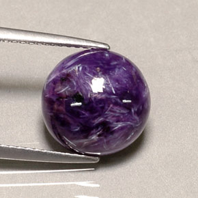 Charoíta Violeta natural de 4.21 ct, Corte Redondo, Opaco
