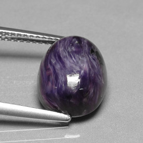 Charoíta violeta natural de 4,98 ct, corte óvalo, opaco