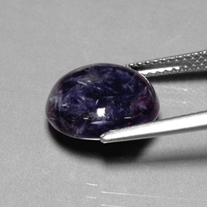 Charoíta Violeta natural de 4.70 ct, Corte Redondo, Opaco