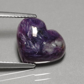 Charoíta Violeta natural de 4.91 ct, Forma de corazón, Opaco