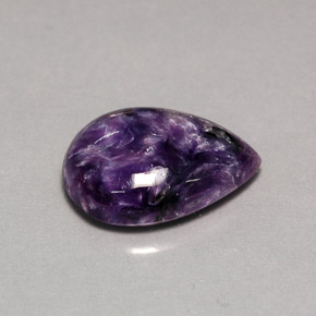 Charoíta violeta natural de 5,55 ct, en forma de pera, opaco