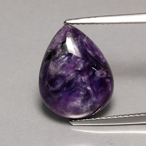 Charoíta violeta natural de 5,55 ct, en forma de pera, opaco