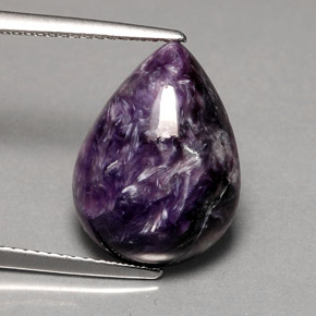 Charoíta Violeta natural de 5.19 ct, En forma de pera, Opaco