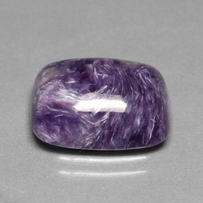 Charoíta violeta natural de 6,49 ct, corte cojín, opaco