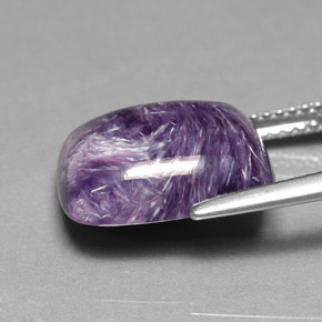 Charoíta violeta natural de 6,49 ct, corte cojín, opaco