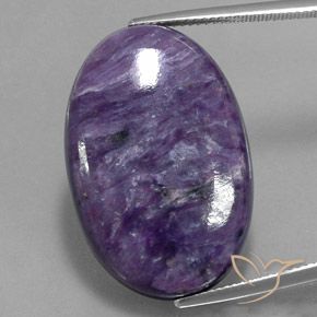 Charoíta Violeta oscuro natural de 31.70 ct, Corte Óvalo, Opaco