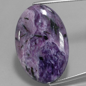 Charoíta Violeta natural de 37.70 ct, Corte Óvalo, Opaco