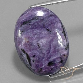 Charoíta violeta natural de 34,07 ct, corte óvalo, opaco
