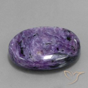 Charoíta violeta natural de 34,07 ct, corte óvalo, opaco