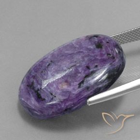 Charoíta violeta natural de 34,07 ct, corte óvalo, opaco