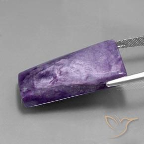 Charoíta Violeta oscuro natural de 39.47 ct, Corte Baguette, Opaco