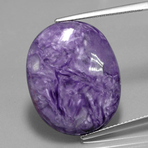 Charoíta violeta natural de 26,05 ct, corte óvalo, opaco