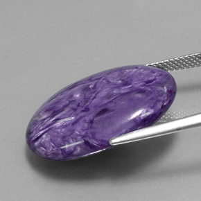 Charoíta violeta natural de 26,05 ct, corte óvalo, opaco