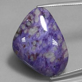 Charoíta violeta natural de 38,79 ct, forma elegante, opaco