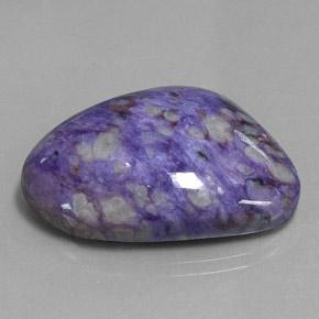 Charoíta violeta natural de 38,79 ct, forma elegante, opaco