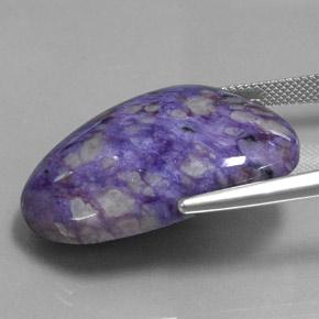 Charoíta violeta natural de 38,79 ct, forma elegante, opaco
