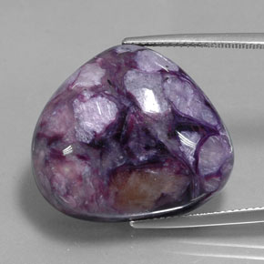 Charoíta violeta natural de 43,55 ct, forma elegante, opaco