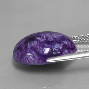 Charoíta violeta natural de 10,76 ct, corte óvalo, opaco