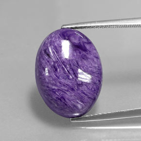 Charoíta violeta natural de 11,80 ct, corte óvalo, opaco