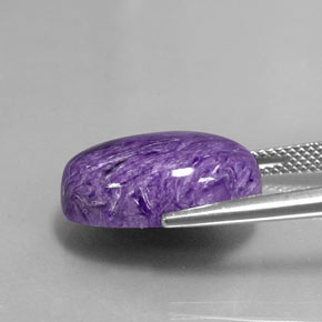 Charoíta violeta natural de 11,80 ct, corte óvalo, opaco