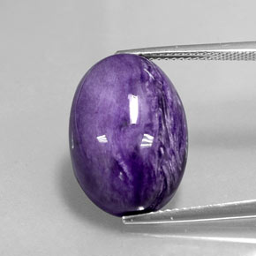 Charoíta violeta natural de 12,83 ct, corte óvalo, opaco