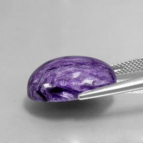 Charoíta violeta natural de 12,83 ct, corte óvalo, opaco