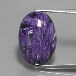 Charoíta violeta natural de 11,27 ct, corte óvalo, opaco