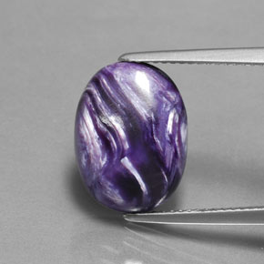 Charoíta Violeta natural de 5.22 ct, Corte Óvalo, Opaco