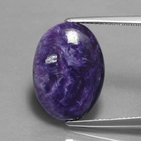 Charoíta violeta natural de 7,75 ct, corte óvalo, opaco