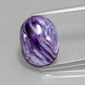 Charoíta Violeta natural de 5.22 ct, Corte Óvalo, Opaco