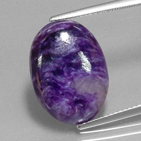 Charoíta violeta natural de 8,41 ct, corte óvalo, opaco