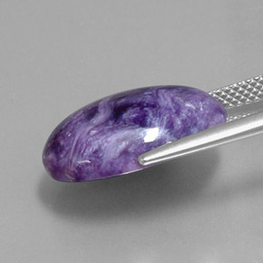 Charoíta violeta natural de 9,57 ct, corte óvalo, opaco