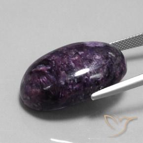 Charoíta Violeta oscuro medio natural de 35.08 ct, Ovalada, Opaco