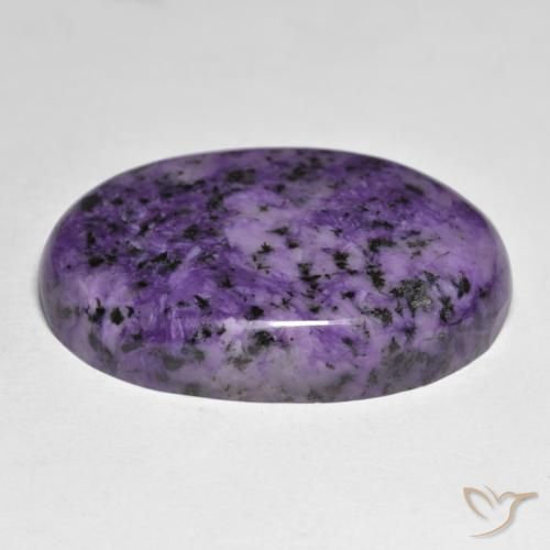 Charoíta Violeta oscuro natural de 37.63 ct, Ovalada, Opaco
