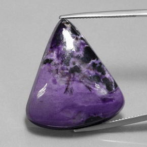 Charoíta violeta natural de 38,09 ct, forma elegante, opaco