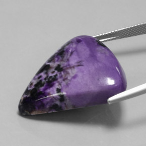 Charoíta violeta natural de 38,09 ct, forma elegante, opaco