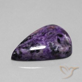 Charoíta Violeta oscuro natural de 45.05 ct, En forma de pera, Opaco