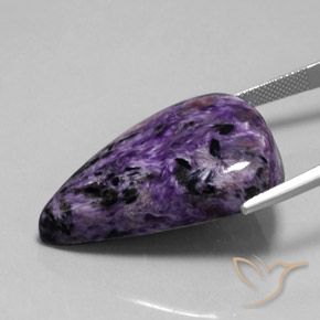 Charoíta Violeta oscuro natural de 45.05 ct, En forma de pera, Opaco