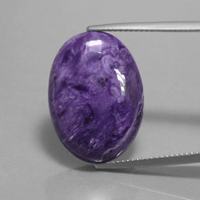 Charoíta violeta natural de 14,42 ct, corte óvalo, opaco