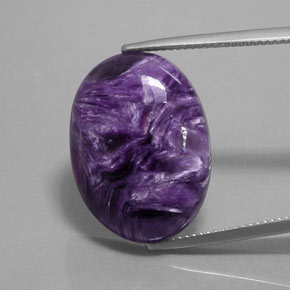 Charoíta Violeta natural de 17.94 ct, Corte Óvalo, Opaco