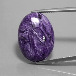 Charoíta violeta natural de 15,17 ct, corte óvalo, opaco