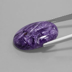 Charoíta violeta natural de 15,17 ct, corte óvalo, opaco