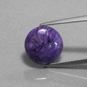 Charoíta violeta natural de 3,28 ct, corte redondo, opaco
