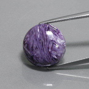 Charoíta Violeta natural de 8.58 ct, Corte Redondo, Opaco
