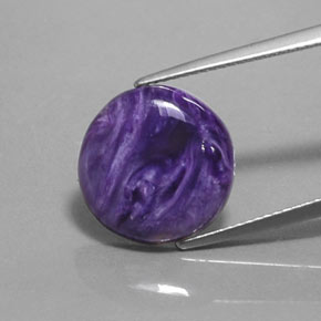 Charoíta violeta natural de 5,50 ct, corte redondo, opaco