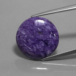 Charoíta violeta natural de 7,06 ct, corte redondo, opaco